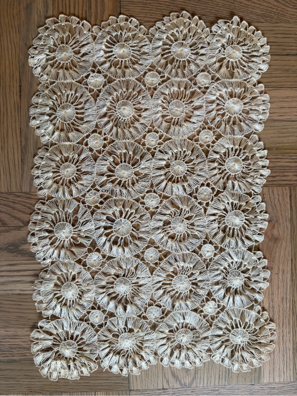 10 Brazilian Handmade Cream Crochet Floral Table placemats